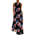 longue d'été sans manches à motif drapeau américain, style décontracté, idéale pour la plage.